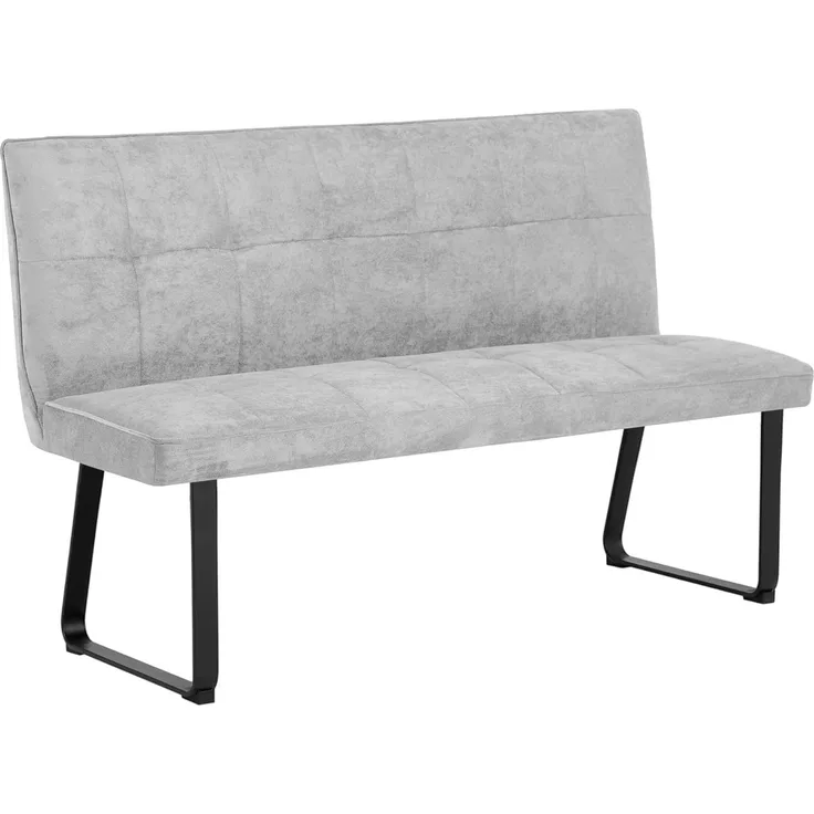 byLIVING Bank Talea / Moderne Sitzbank mit einem Webstoff-Bezug in hellgrau / Metall Gestell schwarz pulverbeschichtet / Bank mit Rückenlehne / B 140, H 92, T 59 cm