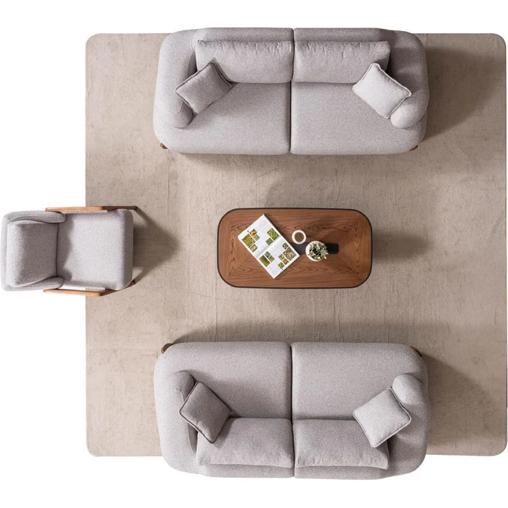 Sitzgruppe/Sofa Set - Wohnzimmergarnitur "Salix" 3+3+1-Grau – Bild 3