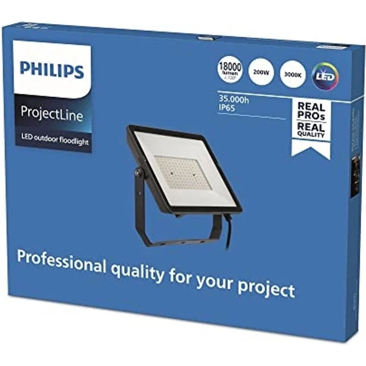Philips ProjectLine Flutlicht, 200W, 3000K, schwarz – Bild 2