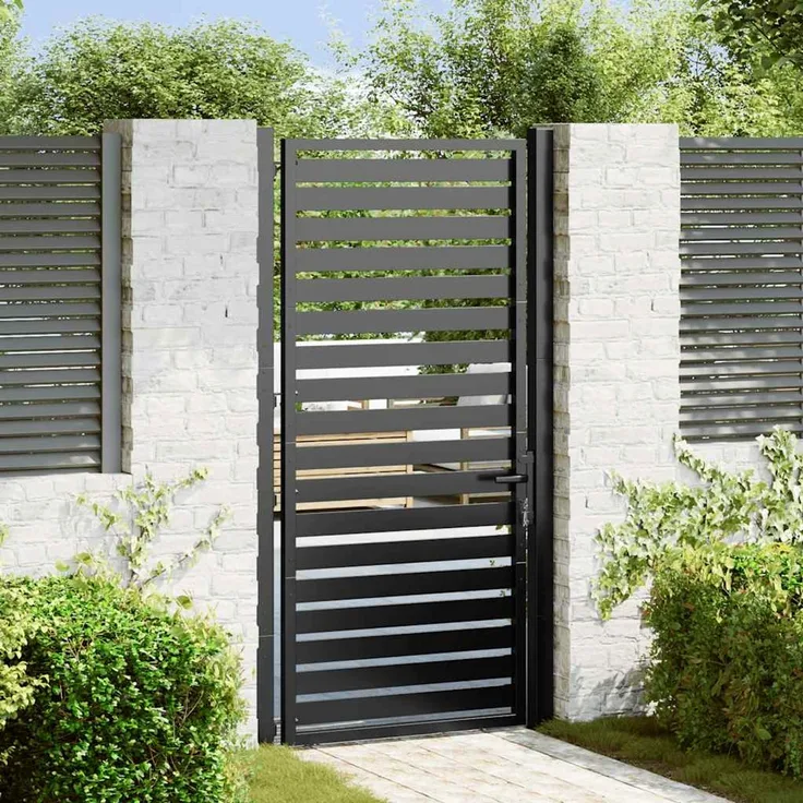 vidaXL Gartentor Abschließbar Schwarz 100x180 cm Aluminium 42004149