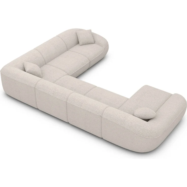 Polster Wohnlandschaft Solmare XXL U-Form - Bouclestoff - Pearl - Links – Bild 4