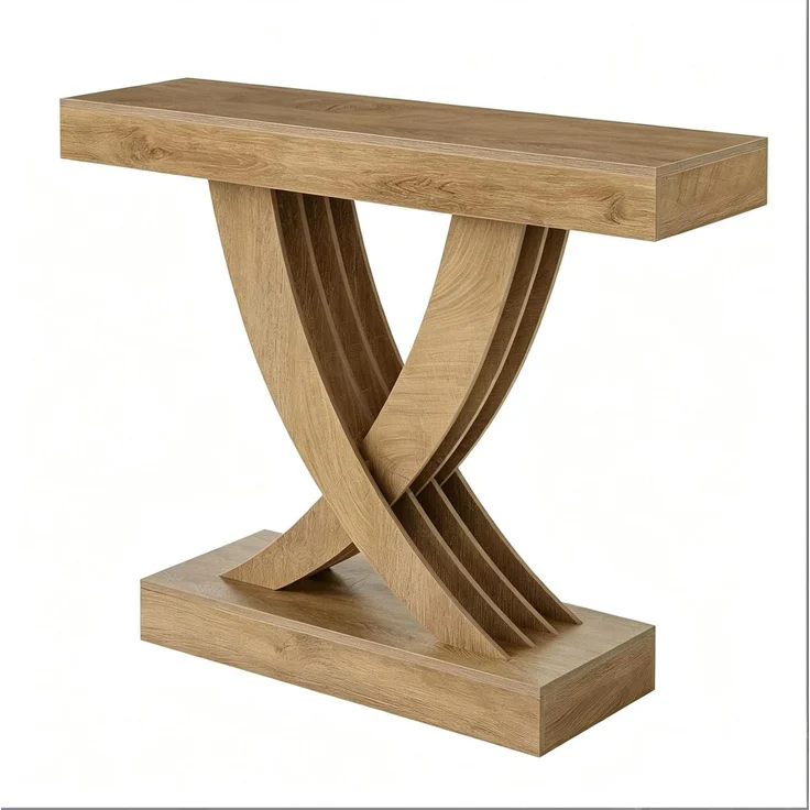 DESVIAE Beistelltisch mit X-Fußgestell aus MDF Braun, H 85 x T 110 x B 30 cm – Bild 6
