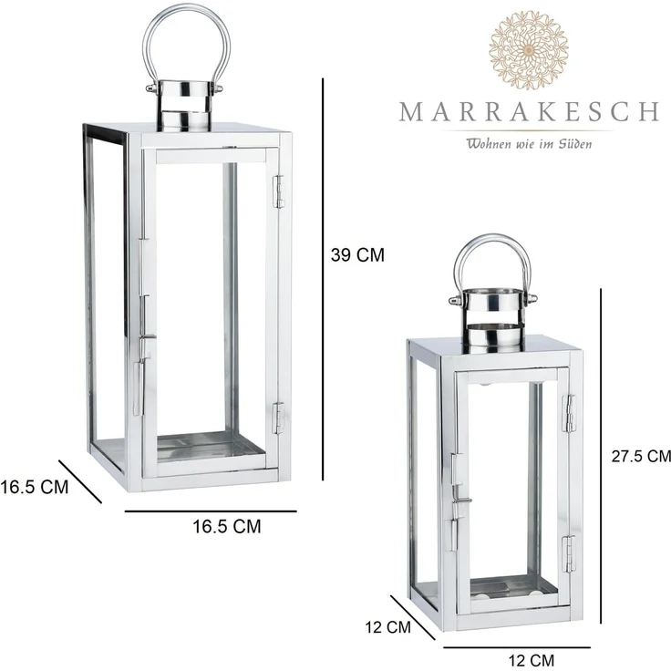 Marrakesch Orient & Mediterran Interior Kerzenlaterne 2er Set Skandinavisches Design Windlicht Gartenlaterne Marra Silber, Handarbeit – Bild 4