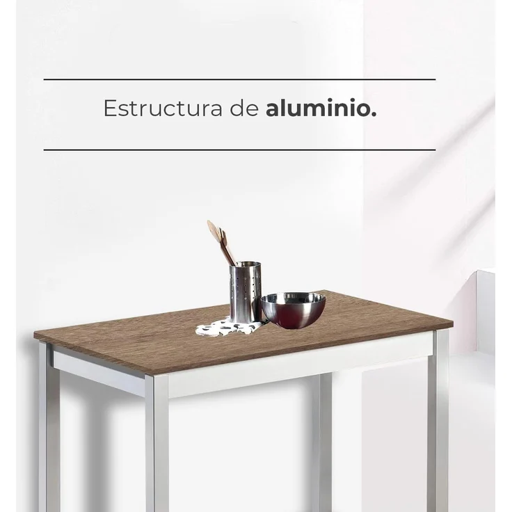 ASTIMESA Mesa fija Küchentisch, Metall Glas Holz, Eiche Tenesse, 90x50 cm – Bild 3