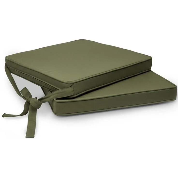 Beautissu Stuhlkissen 2er Set Loft SK Stuhlkissen Olivgrün, 45x40x5cm, Stuhlpolster mit Bändern Sitzkissen für Stühle, rutschfest – Bild 4
