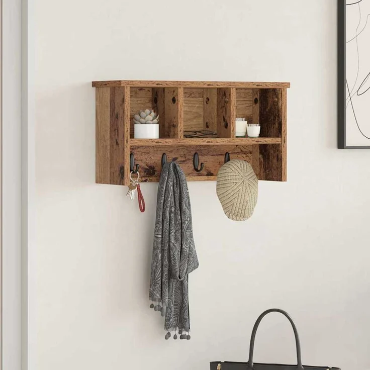vidaXL Wandmontierter nachttisch Altholz 50 x 16 x 26 cm Holzwerkstoff 874313 – Bild 1