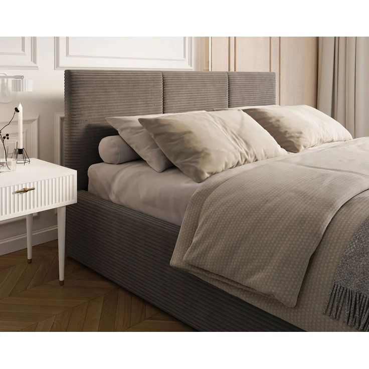 thematys Polsterbett mit Bettkasten & Lattenrost – Stauraumbett Cord 140x200cm, mit 28 cm 7-Zonen-Wende-Taschenfederkern H3/H4, Grafit – Bild 4