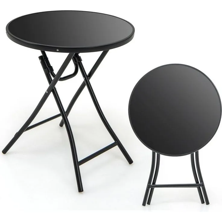 KOMFOTTEU Gartentisch Ø59cm, aus Metall und gehärtetem Glas
