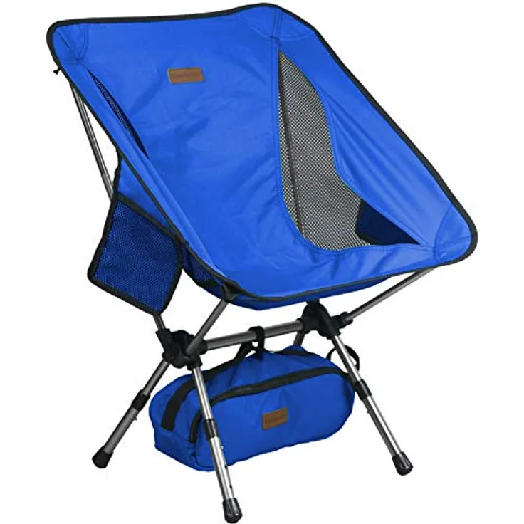 TREKOLOGY YIZI GO tragbarer Campingstuhl mit Verstellbarer Höhe - Kompakter, ultraleichter, zusammenklappbarer Reisestuhl inklusive Tragetasche, bis zu 140 kg, schwarz