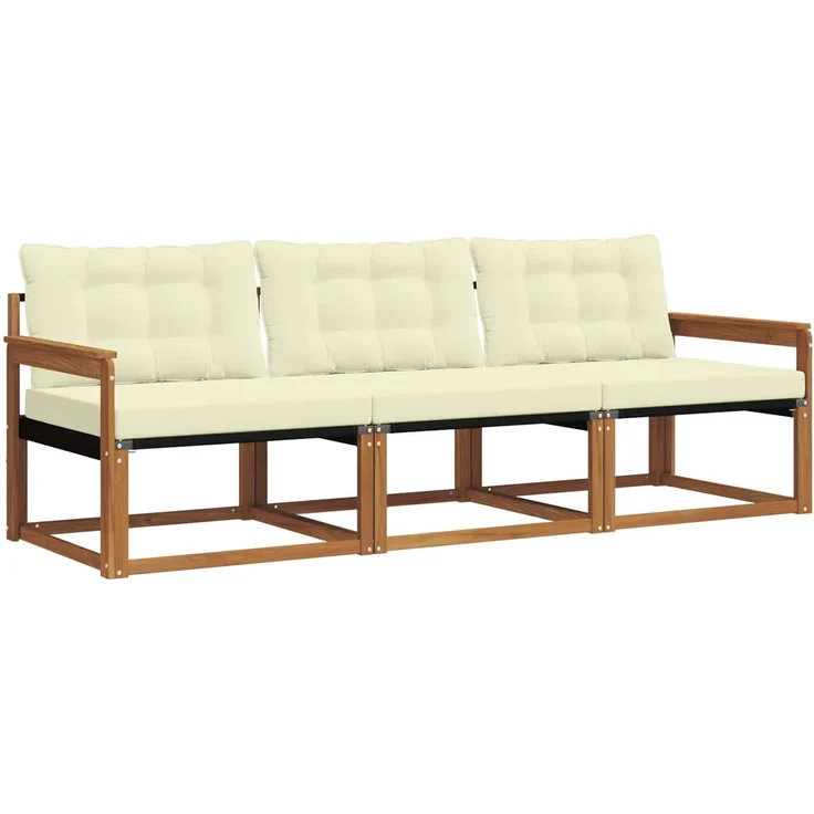 vidaXL Outdoor-Sofagarnitur 3 stk. 3-Sitzer Natur und Creme 3369137 – Bild 2