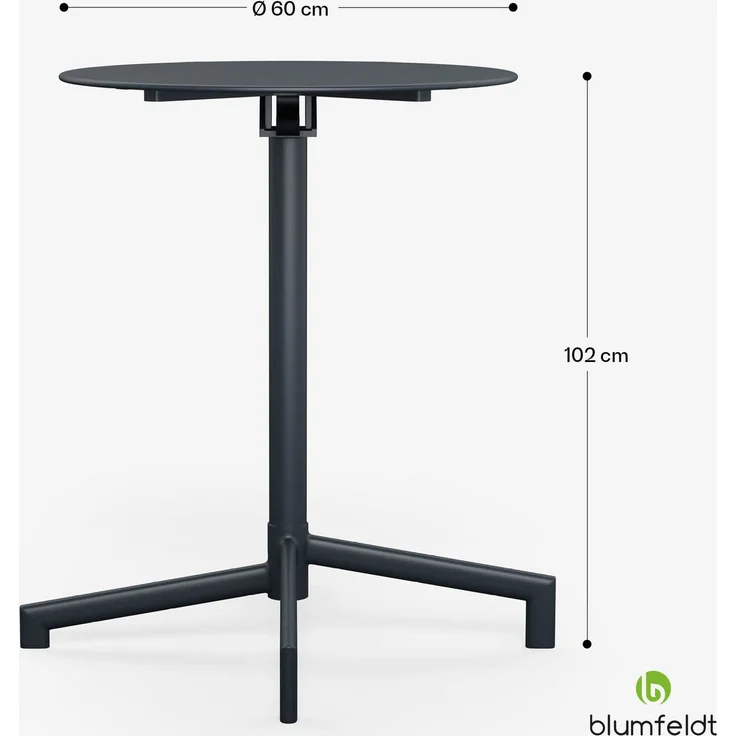 Blumfeldt Bistrotisch – 60 cm Rund Klappbar Outdoor-Tisch, Wetterfester Stahl, Platzsparend, Ideal für Garten, Balkon, Terrasse – Bild 7