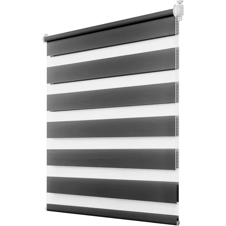 Deswell Doppelrollo Klemmfix ohne Bohren Anthrazit B50 x H150 cm (Stoffbreite 46cm) Rollos für Fenster ohne Bohren für Fenster mit Lichtdurchlässig & Verdunkelnd/Höhe Stufenlos Verstellbar – Bild 1