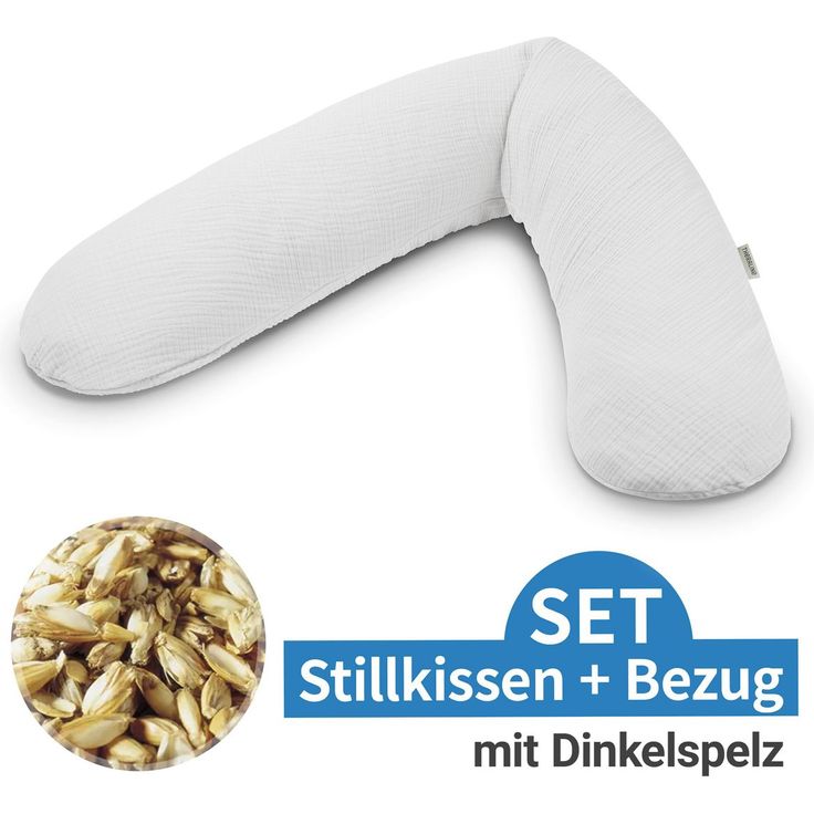 Theraline Stillkissen Das Original, mit Dinkelspelz-Füllung, Musselin Bezug, 190 cm, lichtgrau