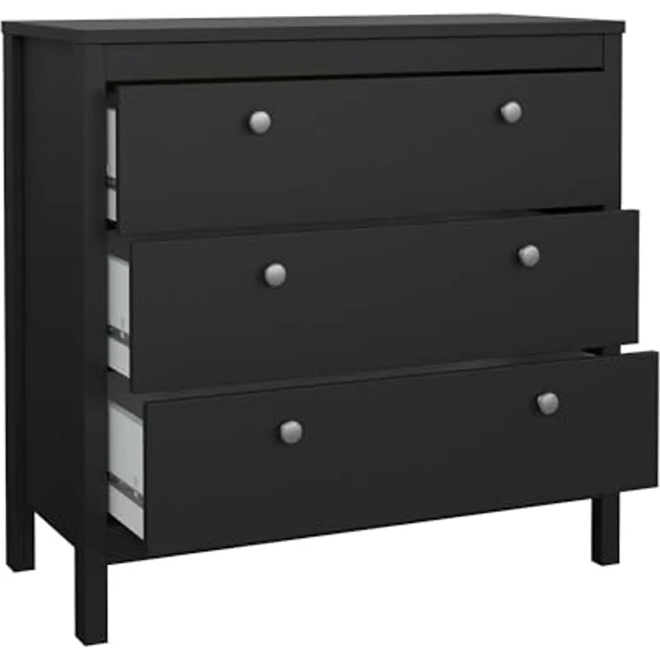 Dmora - Kommode Joceline, Mehrzweckkommode, Schlafzimmerkommode, Schrank mit Schubladen, 82x38 h80 cm, Schwarz – Bild 5