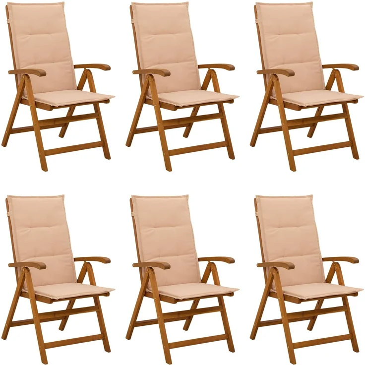 vidaXL Liegestühle für den Garten 6 stk. Natur Massivholz Akazie 3434472 – Bild 1