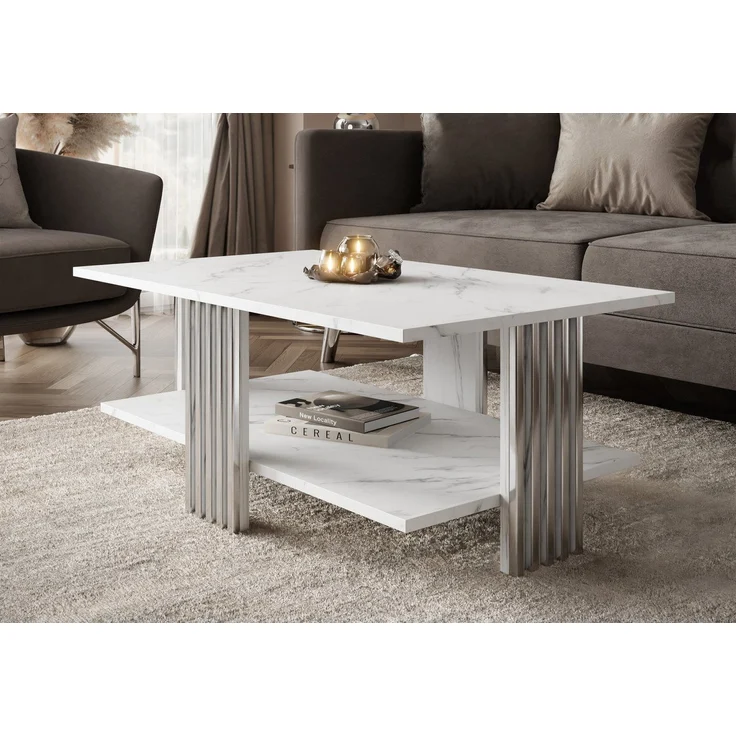 Lookway Couchtisch SAPHIRA SILVER mit Ablage – Bild 1