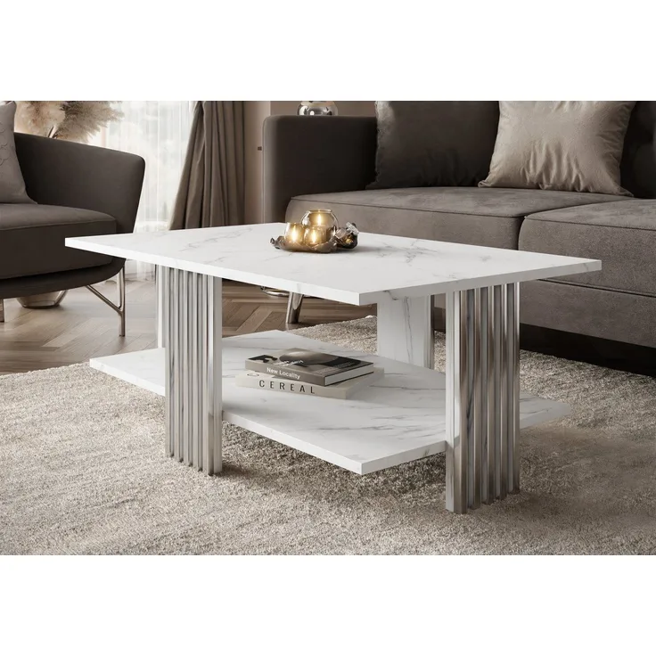Lookway Couchtisch SAPHIRA SILVER mit Ablage