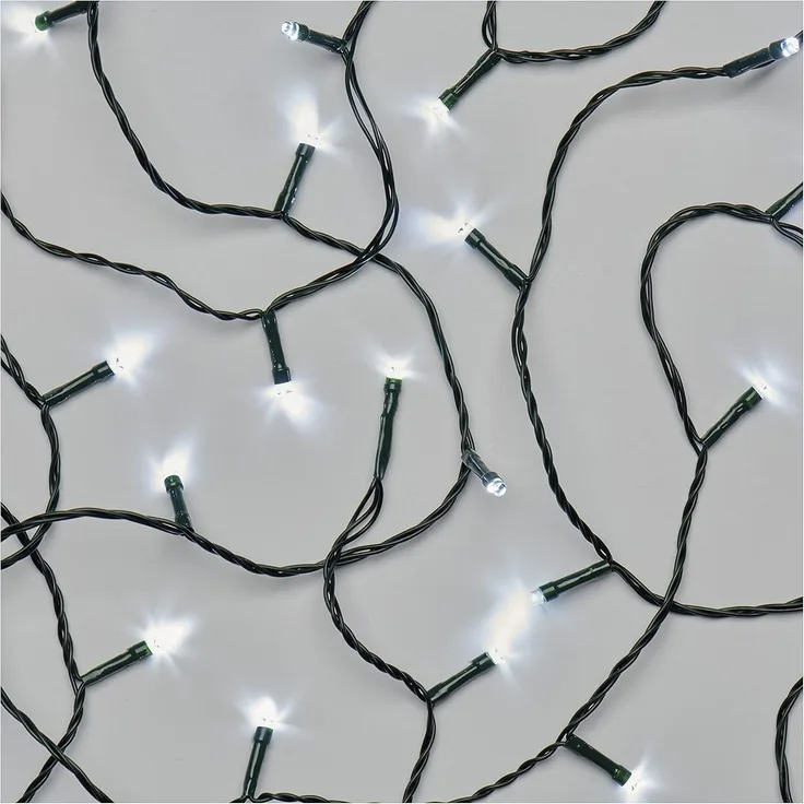 EMOS LED-Lichterkette kaltweiß für Innen und Außen, 12m lange IP44 Weihnachtslichterkette mit 120 LEDs + 5m Zuleitung und Netzteil, 6 Stunden Timer Funktion, für Party, Weihnachten, Deko