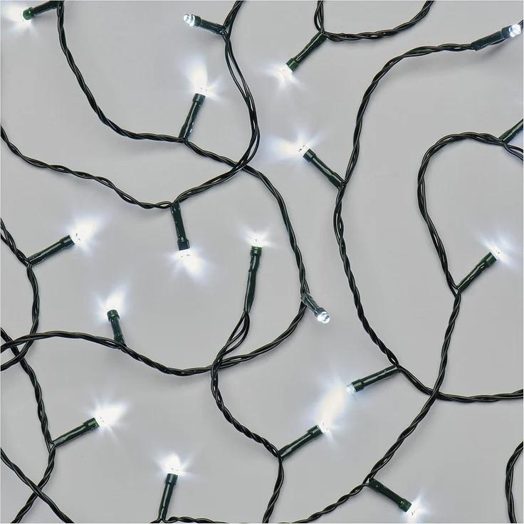 EMOS LED-Lichterkette kaltweiß für Innen und Außen, 12m lange IP44 Weihnachtslichterkette mit 120 LEDs + 5m Zuleitung und Netzteil, 6 Stunden Timer Funktion, für Party, Weihnachten, Deko