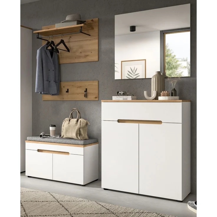 Garderobe Set 2-tlg. Cooper in weiß und Eiche 80 cm – Bild 6