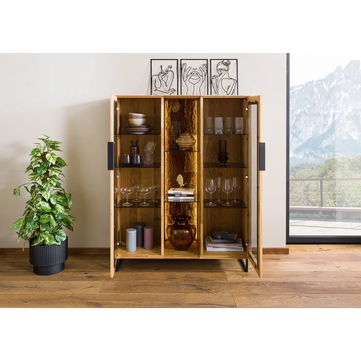 Highboard Wildeiche 112x43x145 natur geölt LINDAU #18 – Bild 4