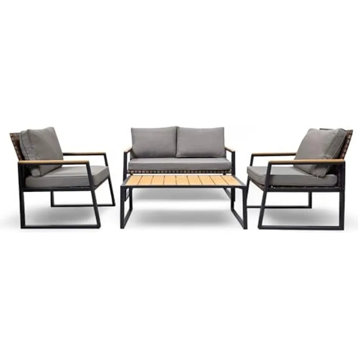 Gartenmöbel Lounge Outdoor Lounge Sitzgruppe Set 4tlg Balkon Lounge Taupe Sahara