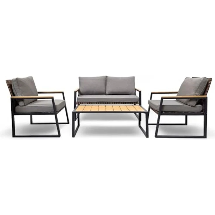Gartenmöbel Lounge Outdoor Lounge Sitzgruppe Set 4tlg Balkon Lounge Taupe Sahara – Bild 1