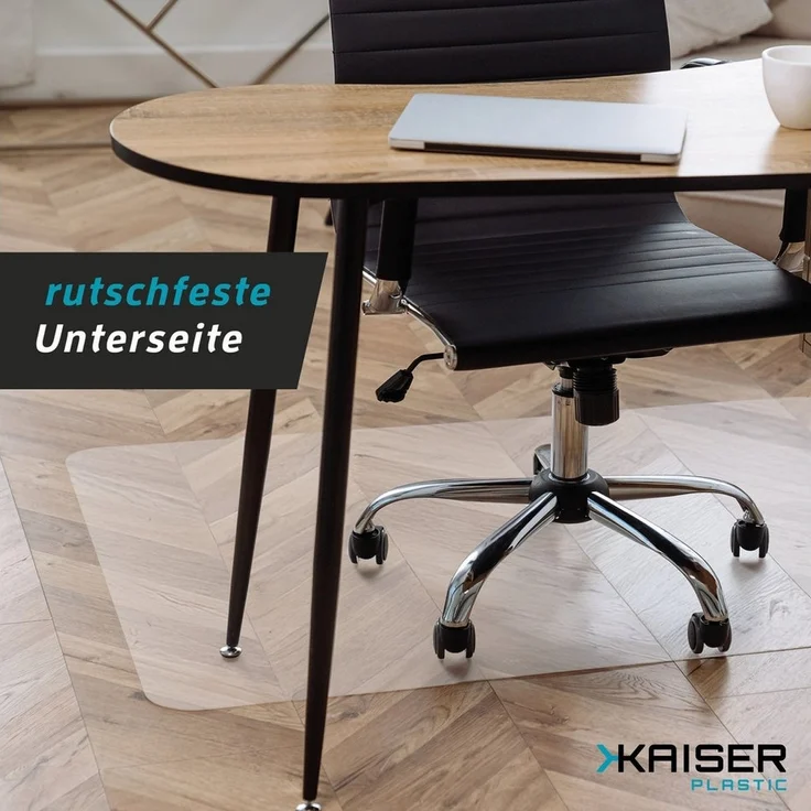 Kaiser plastic Bodenschutzmatte für Hartboden - Bürostuhl Unterlage - Unterlage Schreibtischstuhl, Schutzmatte transparent - rutschfest - Stuhlunterlage Made in Germany – Bild 2