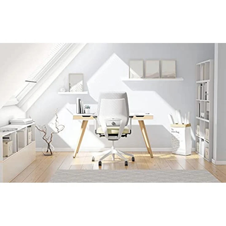 Interstuhl Joyce Interior Edition, ergonomischer Bürostuhl mit Synchromechanik, verstellbarer Rückenlehne und Lordose, Beige | Weiß – Bild 2