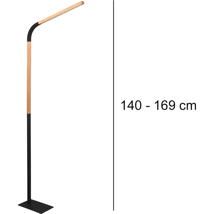 LED Stehleuchte NORRIS Schwarz mit Holzelementen, Höhe 140cm – Bild 4