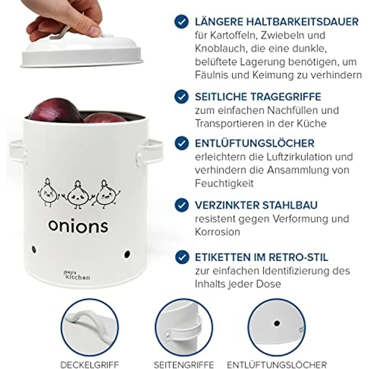 JOEJI’S KITCHEN AUFBEWAHRUNGSBOX Metall Cremeweiß 3er Set (H 19 x T 23 x B 22 cm) – Bild 3