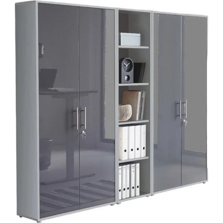 BMG Möbel Aktenschrank Büromöbel Office Edition 10 (Aktenschrank Regal Set, besteht aus 2x Aktenschrank und 1x Regal) mit viel Stauraum, abschließbar – Bild 4