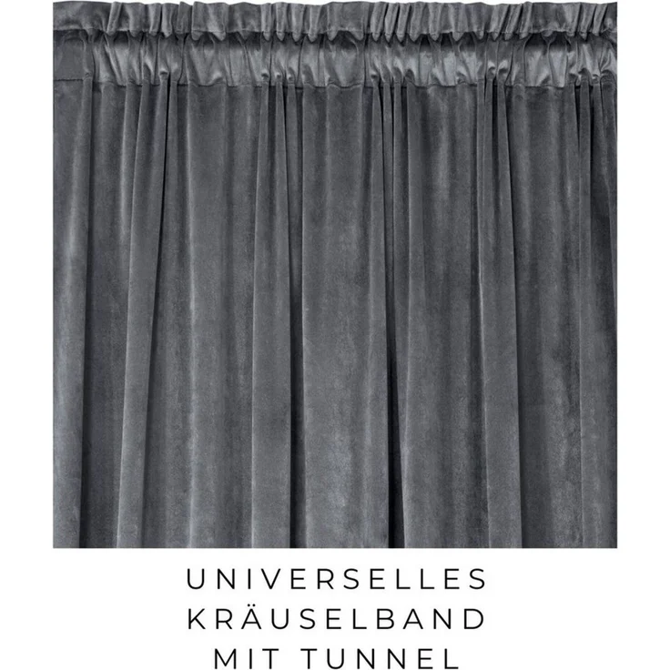 Eurofirany Vorhang VELVET (2 St), Kräuselband, blickdicht, Samt, 2er-Set Vorhang aus Velvet, mit mittlerem Verdunkelungsgrad, Tunnelzug – Bild 4