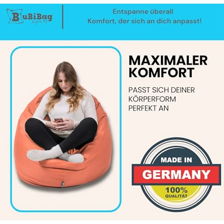 BubiBag Sitzsack für Erwachsene -Indoor Outdoor XL Sitzsäcke, Sitzkissen oder als Gaming Sitzsack, geliefert mit Füllung (125 cm Durchmesser, Sunflower) – Bild 4