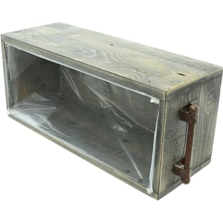 Dekoleidenschaft Blumenkasten "Grey" aus recyceltem Holz, grau gekalkt, Pflanzkasten 40x18x15 cm, im Antik Look, Pflanzbox, Balkonkasten, Blumentopf, Pflanztopf – Bild 4