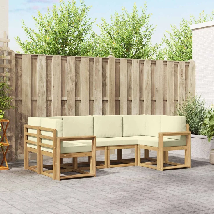 vidaXL Outdoor-Sofagarnitur 6 stk. 6-Sitzer Weiß und Creme 3388124 – Bild 1