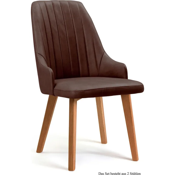 Esszimmerstuhl (2er-Set) Daryl 52x91x60 Eiche geölt/Braun