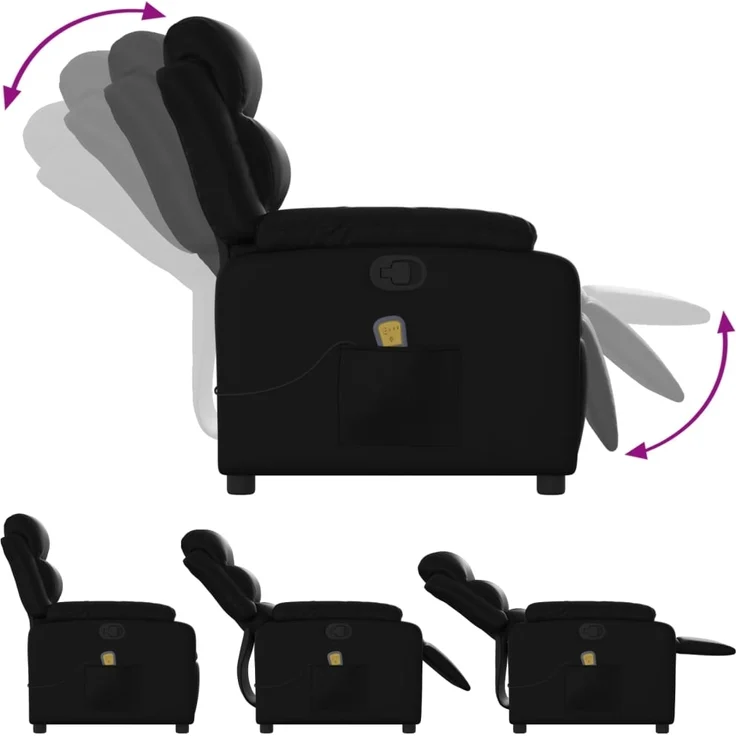 vidaXL Massage-Relaxsessel, Kunstleder, Schwarz 3205744 – Bild 4