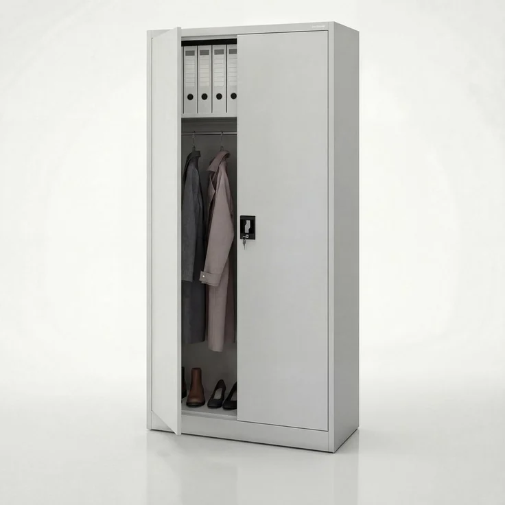 Domator Metallschrank 185 x 90 x 45 cm | Aktenschrank Abschließbar mit Kleiderstange, Pulverbeschichtung | Aufbewahrungsschrank Umkleideschrank Spind Kleiderstange | Grau – Bild 1