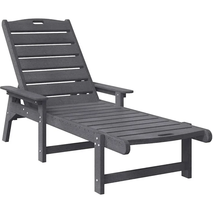 Sonnenliege, Gartenliege Hellgrau 195,5 x 53 x 98,5 cm HDPE – Bild 2