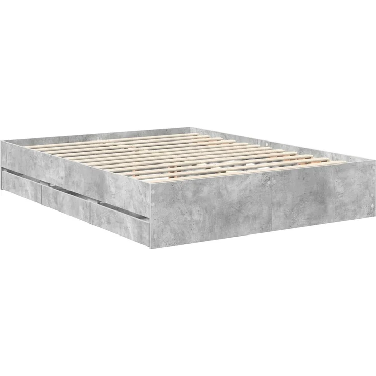 vidaXL Bettrahmen mit Kopfteil Betongrau 150 x 200 cm Ingenieurs Holz 3411496 – Bild 6