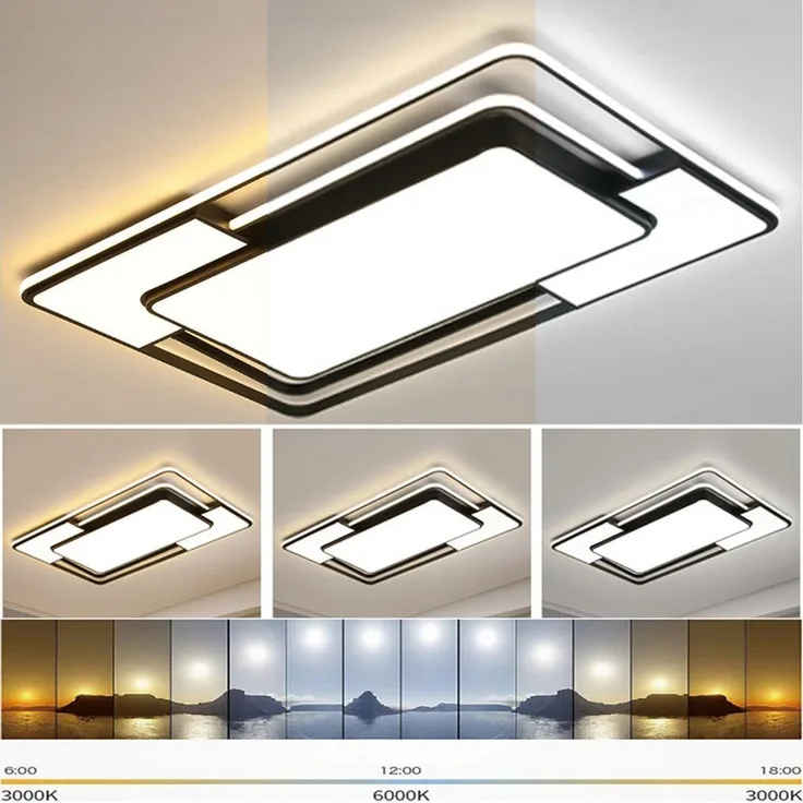 style home LED Deckenleuchte Deckenlampe Rechteckige Bürolampe, dimmbar mit Fernbedienung, 150W, LED fest integriert, einstellbar von warmweiß bis kaltweiß, Moderne Lampe für Wohnzimmer Schlafzimmer, 90x60x6cm