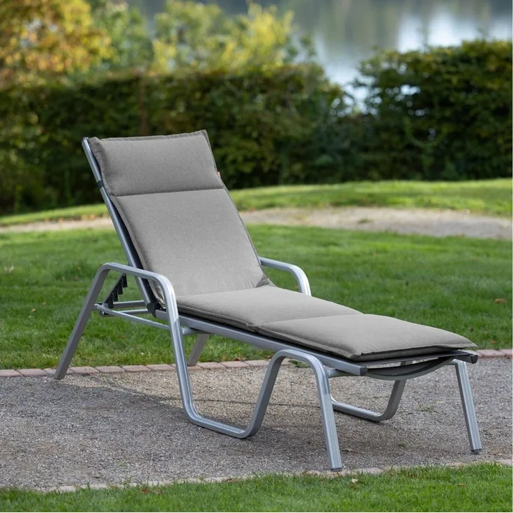 Herlag Liegenauflage Bea, Liegepolster Gartenliege 190 x 60 x 4,5 cm Wasserabweisend Grau