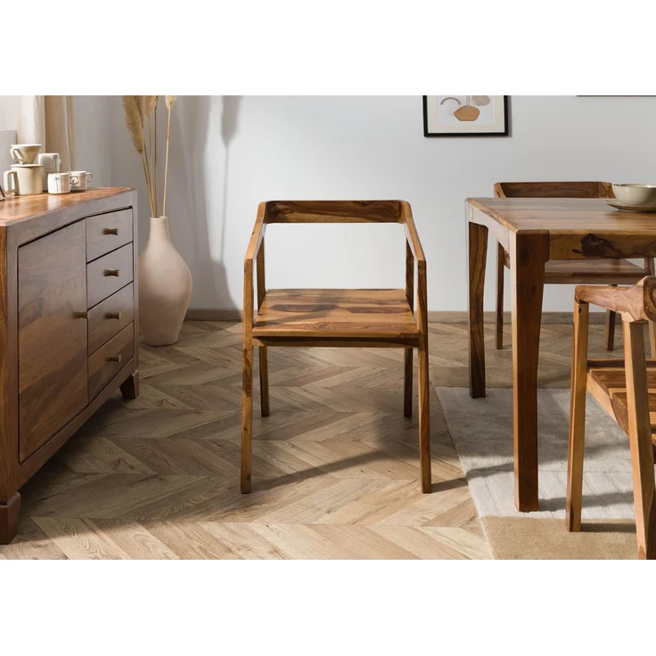 Stuhl Sheesham 45x51x76 braun lackiert ANCONA #100 – Bild 3