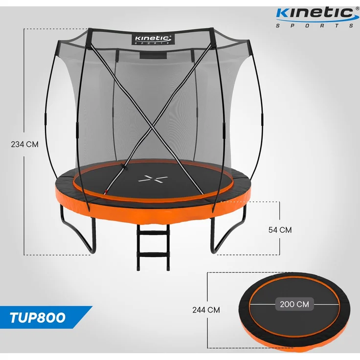 KINETIC SPORTS Premium Outdoor Trampolin 'Ultimate Pro' für Kinder und Erwachsene, AirMAXX Sprungtuch, mit Leiter, Fieberglas, bis zu 160 kg, Sunset Orange, Ø 244 cm – Bild 7