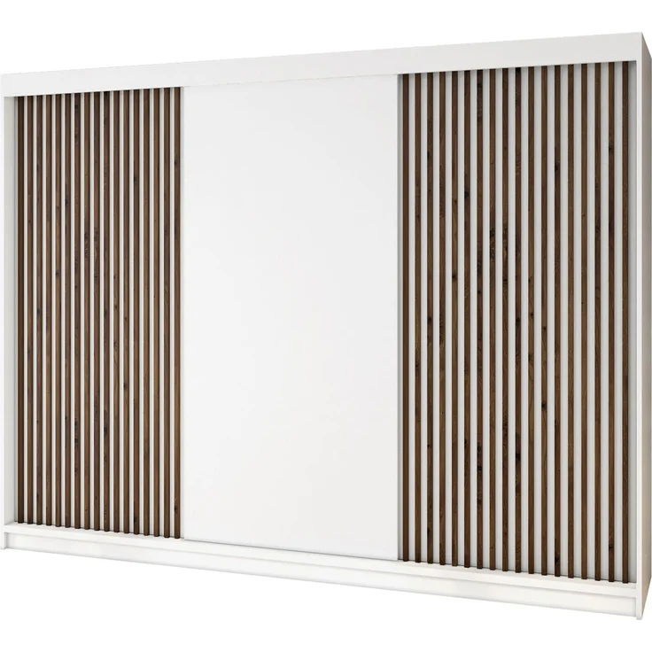 A&J MöbelLand Schwebetürenschrank IOSA 200 cm mit 4 Schubladen, und 3D Lamellen – Bild 1