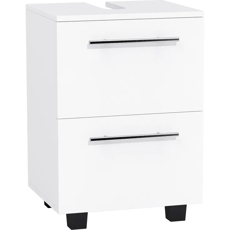 Badezimmerschrank, Waschbecken-Kommode mit Schublade, kompakt, Spanplatte, Weiß--Weiß--59x35.5x41.5cm--YOUDENOVA