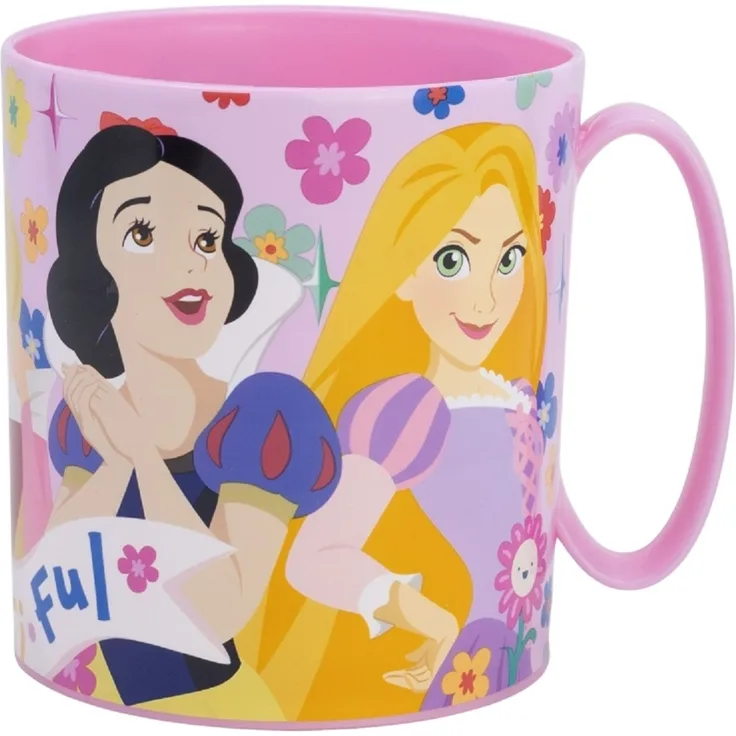 Disney Princess Becher Mikrowellengeeigneter Kunststoffbecher 390 ml – Motivbecher für Kinder