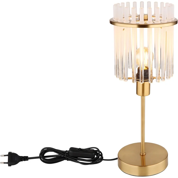 Tischleuchte, Metall, Gold, Glasstäbe, E14, H 37,5 cm – Bild 8