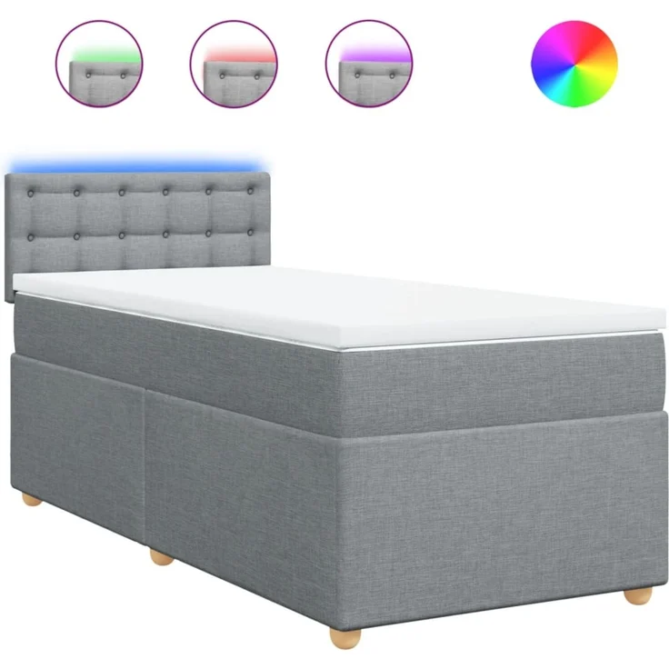 vidaXL Boxspringbett mit Matratze Hellgrau 90x190 cm Stoff 3288849 – Bild 2